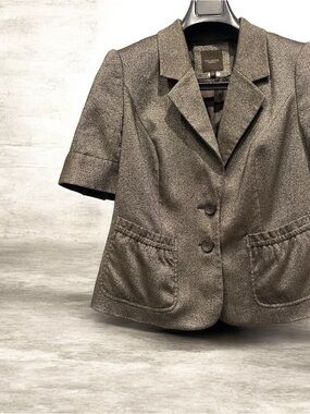 The Limited Short-Sleeve Blazer in Brown Tweed